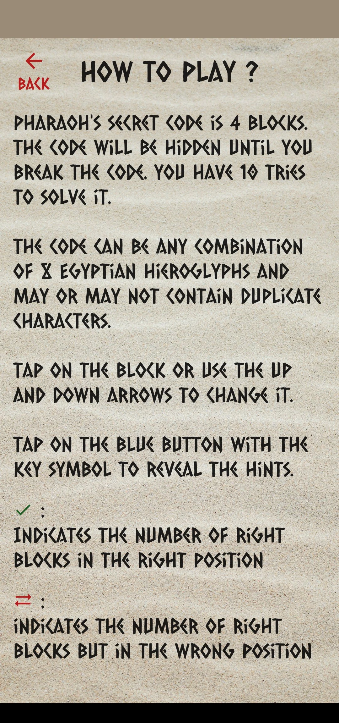 Mastermind Pharaoh's Code screenshot